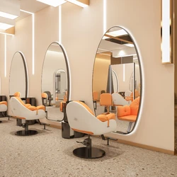 Barber shop mirror stage hairdressing shop mirror hair salon haircut special led wall with lights