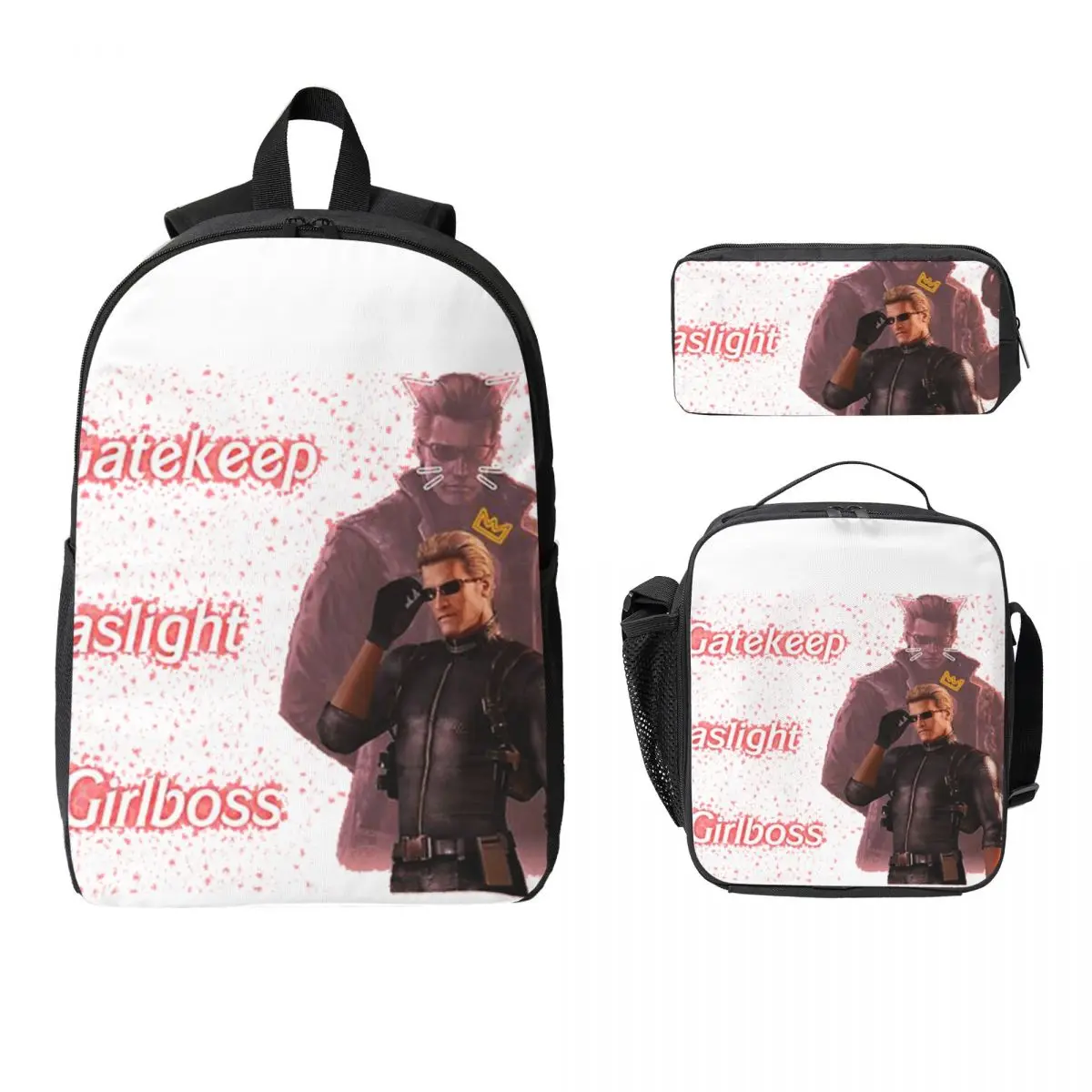 

Альберт Уэйкер Gaslight Gatekeep Girlboss рюкзак студенческий рюкзак для мальчиков и девочек школьная сумка 3 шт. изолированная сумка для обеда пенал