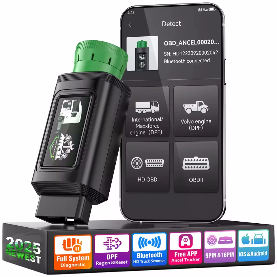 ANCEL HD120 Bluetooth сверхмощный сканер для грузовиков, все системы D.P.F, диагностический инструмент для сканирования дизельных грузовиков для Volvo International