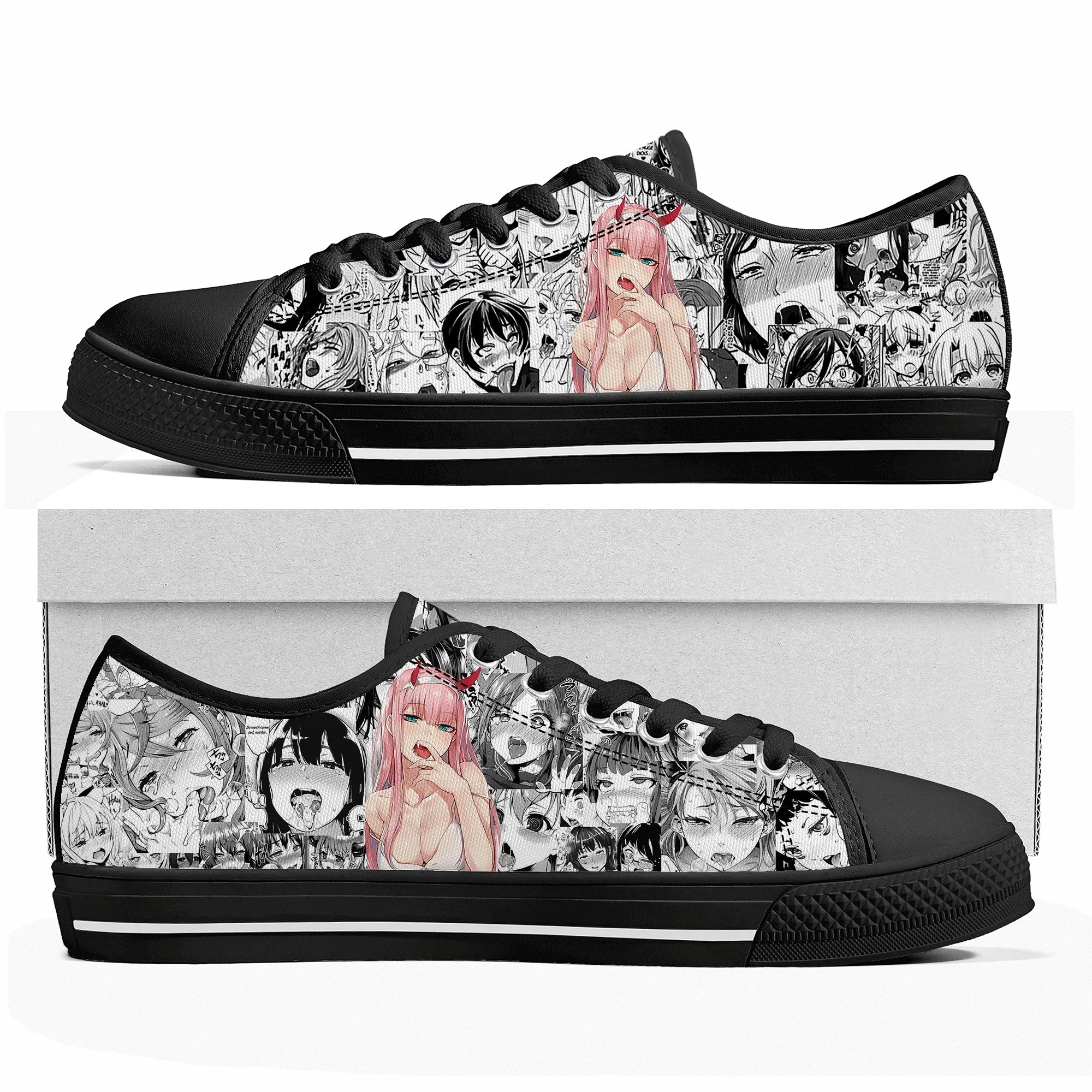 Cartoon A-Ahegaos Low Top Sneakers Mens Womens Teenager Canvas High Quality Sneaker Casual Custom Made Shoes Customize DIY Shoe