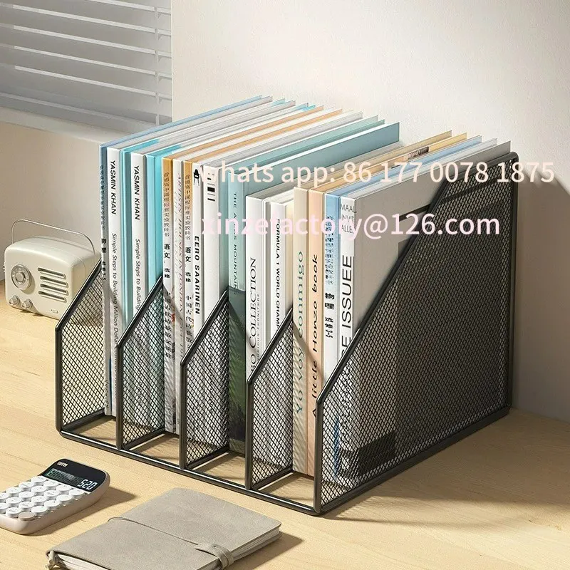 Customizable Metal File Rack Office Desk Shelf Standing Desktop File Storage Box Data Rack Stationery Organ