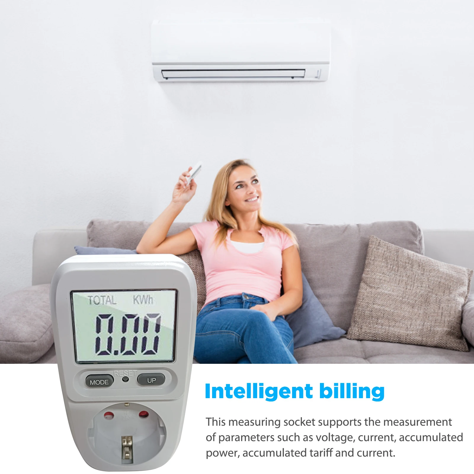 Electricity Bill Metering Socket with Backlight Multifunctional Electricity Biller Sockets Digital Display Power Meter Billers