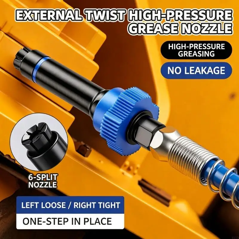 Six-Jaw Grease Coupler with Ribbed Twist Collar and Hand-Operated Tighten-and-Release Action for Agricultural Machinery M4YD