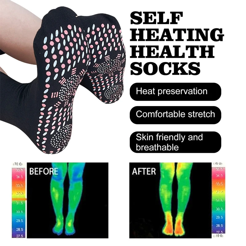 1Pairs Tourmaline Self-Heating Socks Winter Warm Thermal Health Care Socks Slimming Health Sock Short Sock Magnetic Therapy Sock