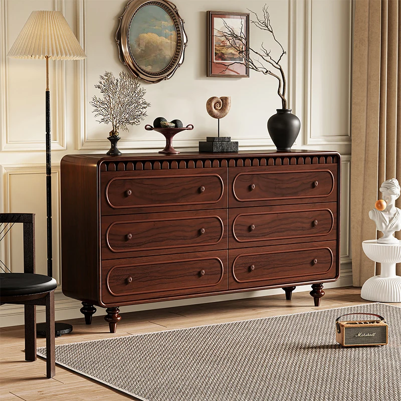 # 5# Solid Wood 8-Drawer Living Room Cabinet Sideboard Vintage Antique Design Durable Eco-Friendly Large Capacity Customizable E