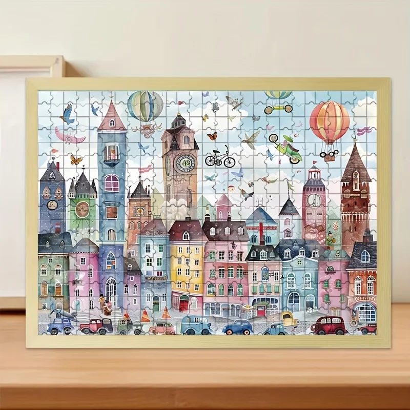 1000pcs Scenic Jigsaw Puzzle - Vibrant Cityscape Art, Frameless DIY Craft for Home & Office Decor, Ideal Holiday Gift, 1000pcs
