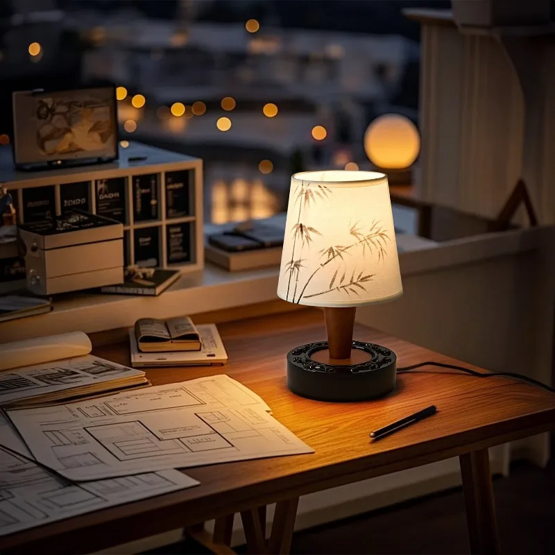 Nordic Log Table Lamp Creative Decorative Bedroom Dormitory Bedside Lamp Remote Control LED Night Light Sleep Ambient Light