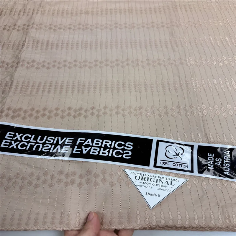 

5 ярдов, нигерийская 100% хлопок, польская атласная ткань для вышивки, высококачественная швейцарская вуаль, кружевной материал для мужчин, стиль Дубая 24L391701