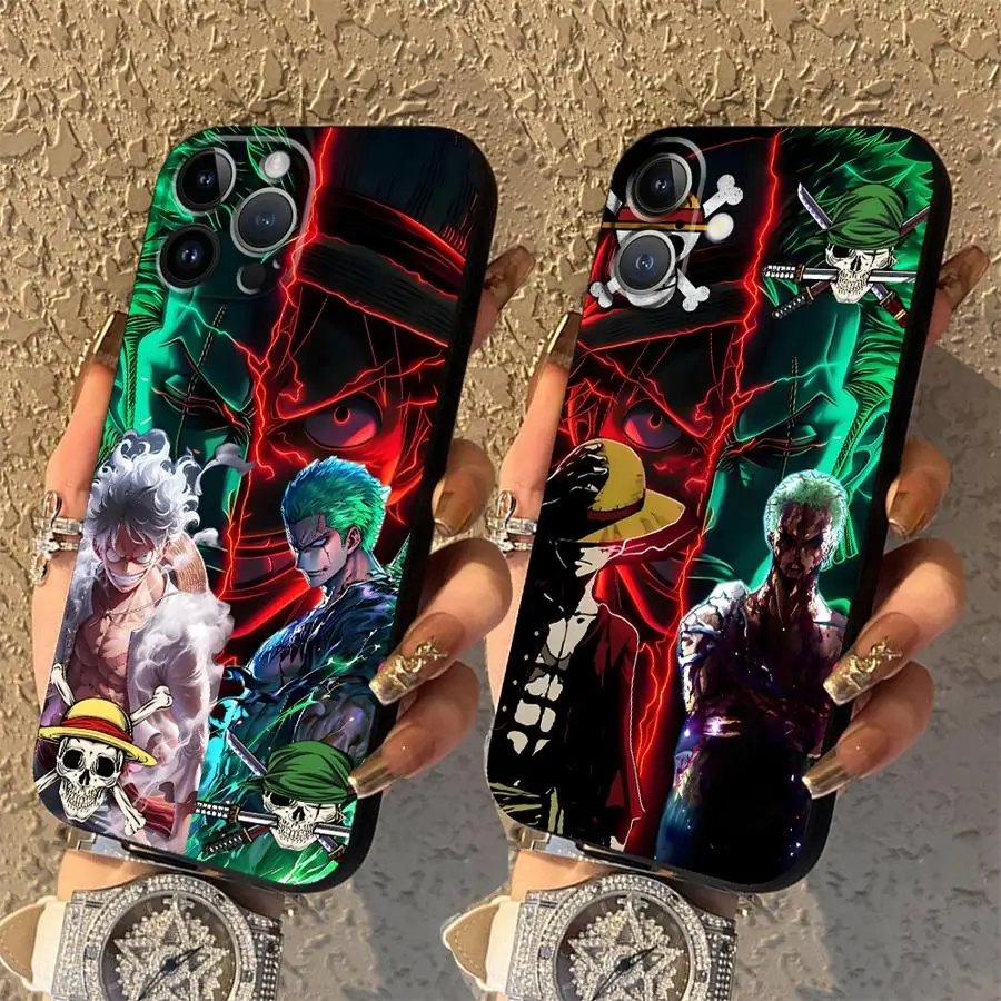 

Black Soft Phone Cover Case for iPhone XR XS Max 17Air 15 16 14 Plus 13 12 11 17 Pro Max 7 8 One Piece Fashion Luffy Zoro