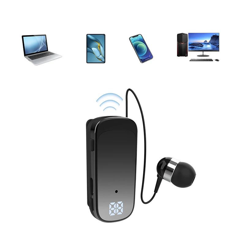 RUN 기술 LED 블루투스 이어폰 C타입 자동 감김 넥밴드 원클립 노이즈캔슬링 방수 고품질 비즈니스