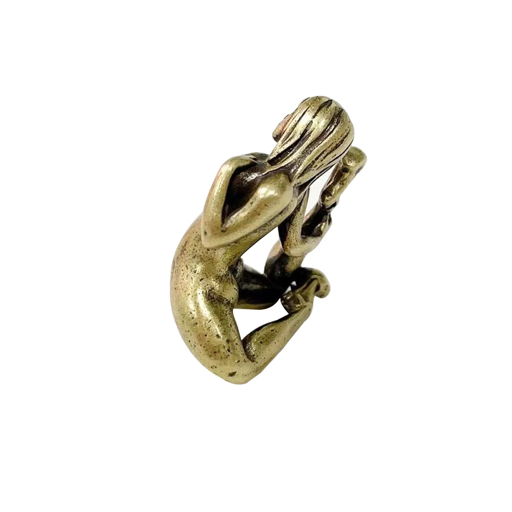 EDC Desk Decorative Items Dance Yoga Woman Statue Multifunction Small Tool Brass Figure Paperweight Body Art Crafts