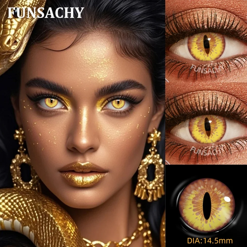 FUNSACHY-lentes de contacto de dragón para Cosplay, lentes de contacto para ojos, lentes de juego de rol de Anime, Cosplay de Halloween, lentes de contacto negros, cosméticos anuales para alumnos