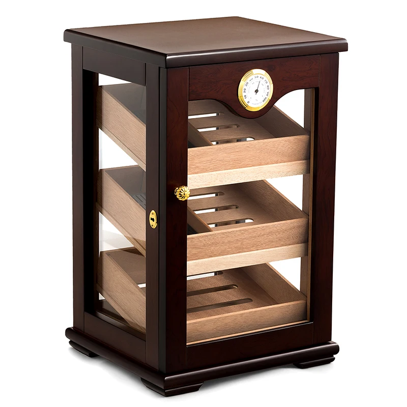 custom.New Custom Retro Wooden Cigar Display Cabinet Spanish Cedar Wood Pallet Glass Large Capacity Cigar Box Cigar Humido