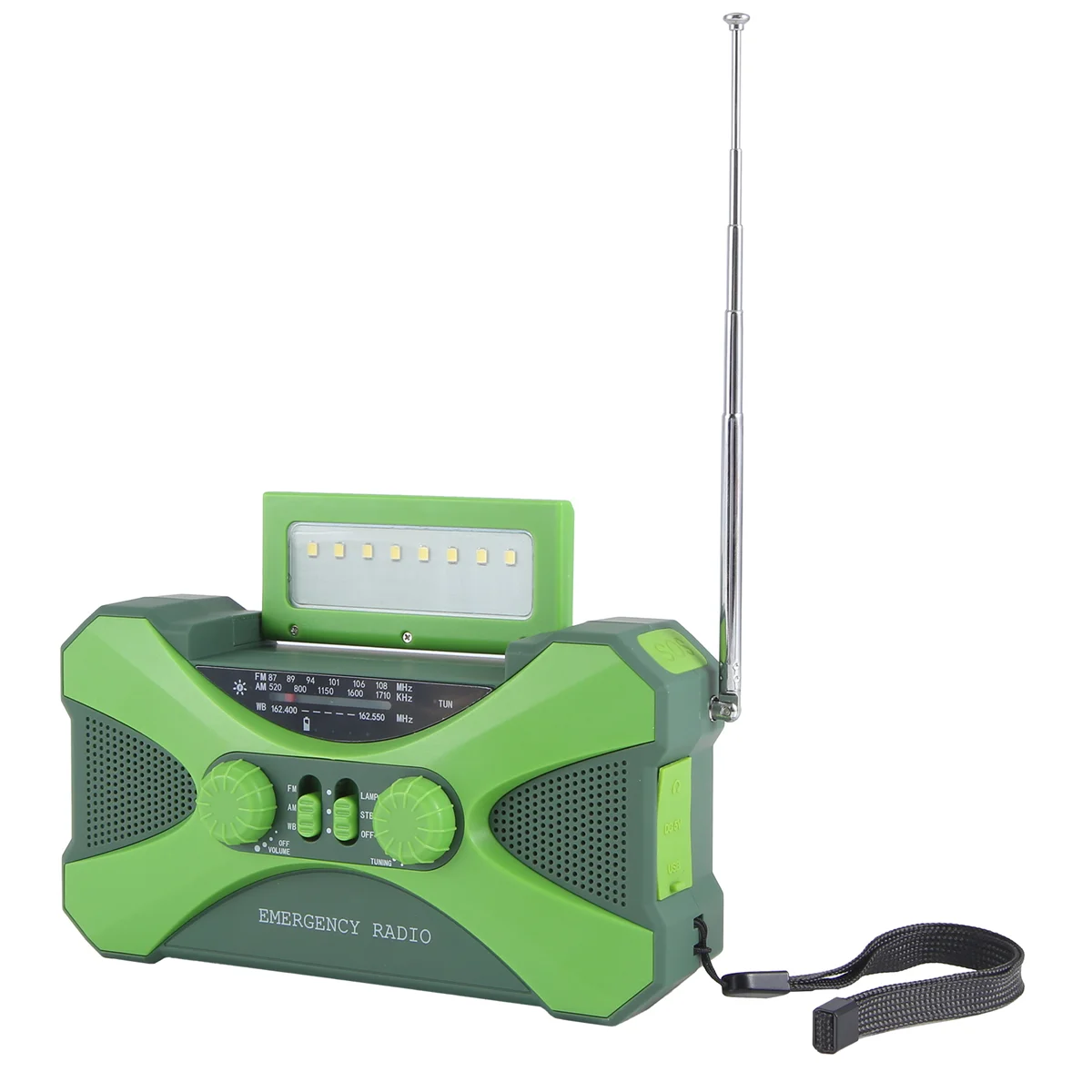 

10000MAh Emergency Radio, Solar Hand Crank Radio, Portable Radio with Phone Charger, LED Flashlight Green