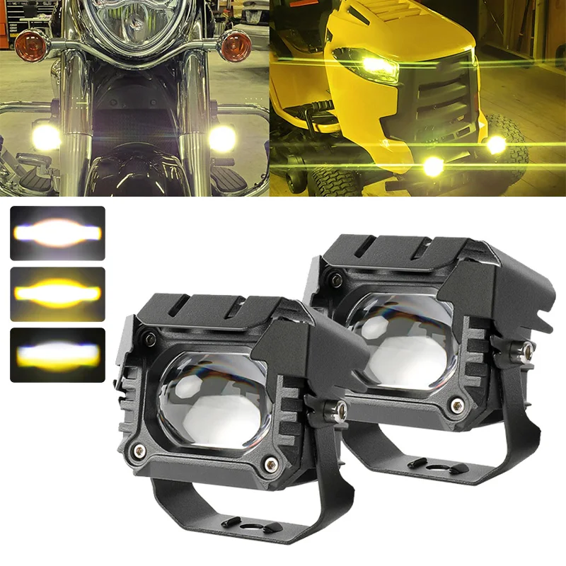 3 inch Motorcycle LED Spotlight Dual Color Hi/Low Beam Fog Lamps For Off-road Trucks SUV ATV Headlight Auxiliary Driving Light