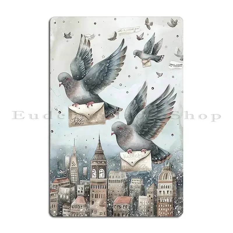 Pigeon Postcard Metal Sign Customize Designing Club Home Cinema Tin Sign Poster