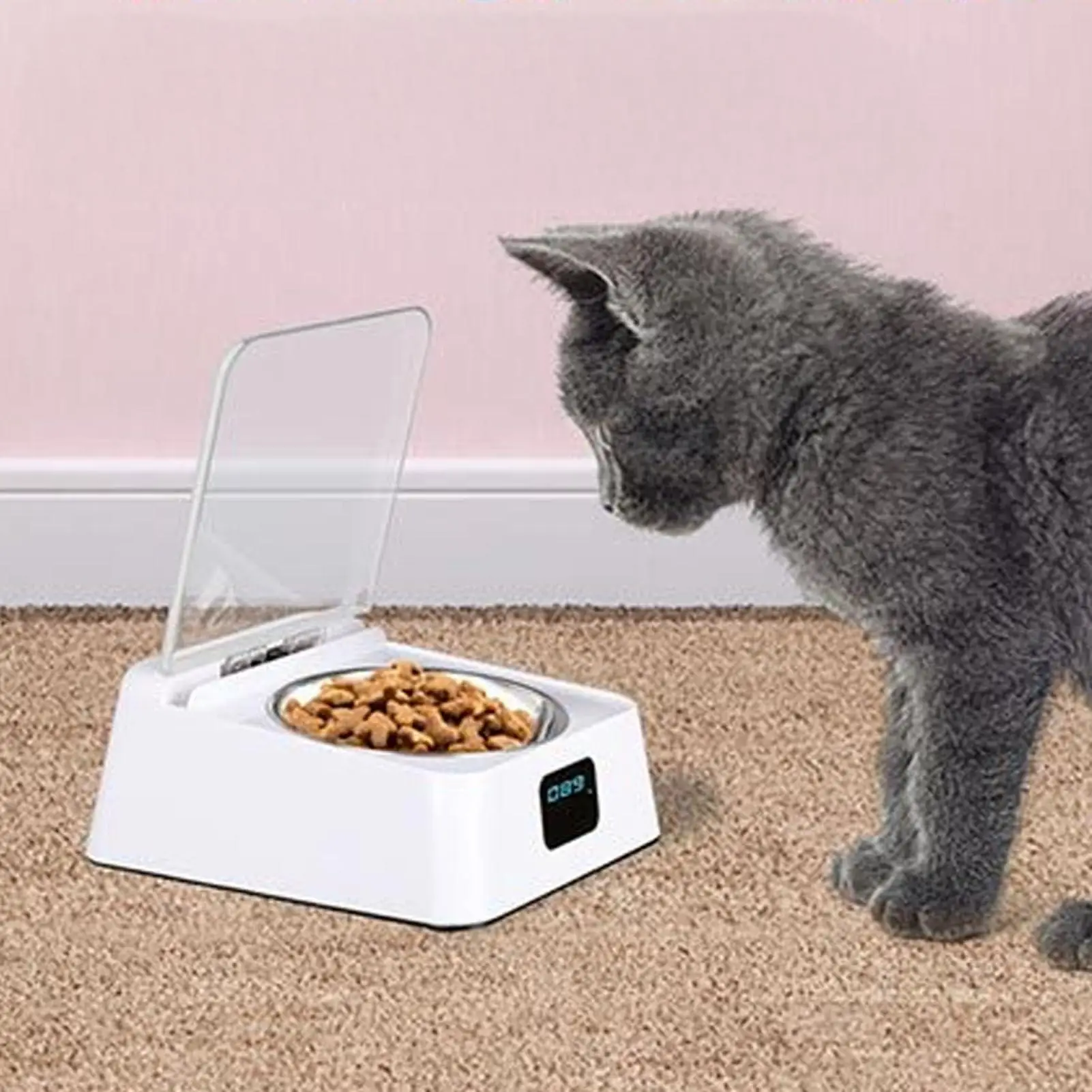 Smart Cat Bowl Pet Feeder Bowl Cat Dog Food Feeder Infrared Sensor Auto Open Cover Smart Feeder Neck Protection ﻿Pet Supplies