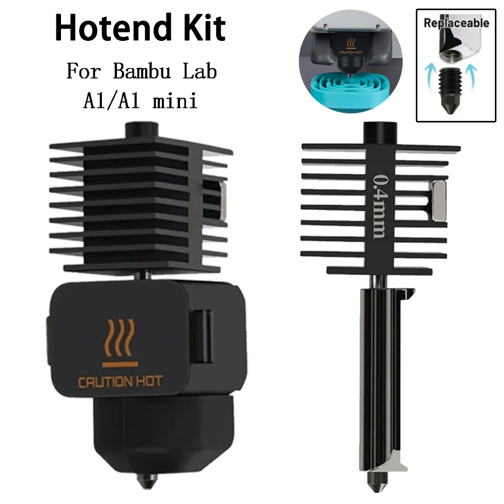 

Upgrade Hotend Kit for Bambu Lab A1/ A1 Mini with 0.4mm Hardened Steel Nozzle Silicone Cover Hotend for Bambulab a1 Mini Hotend