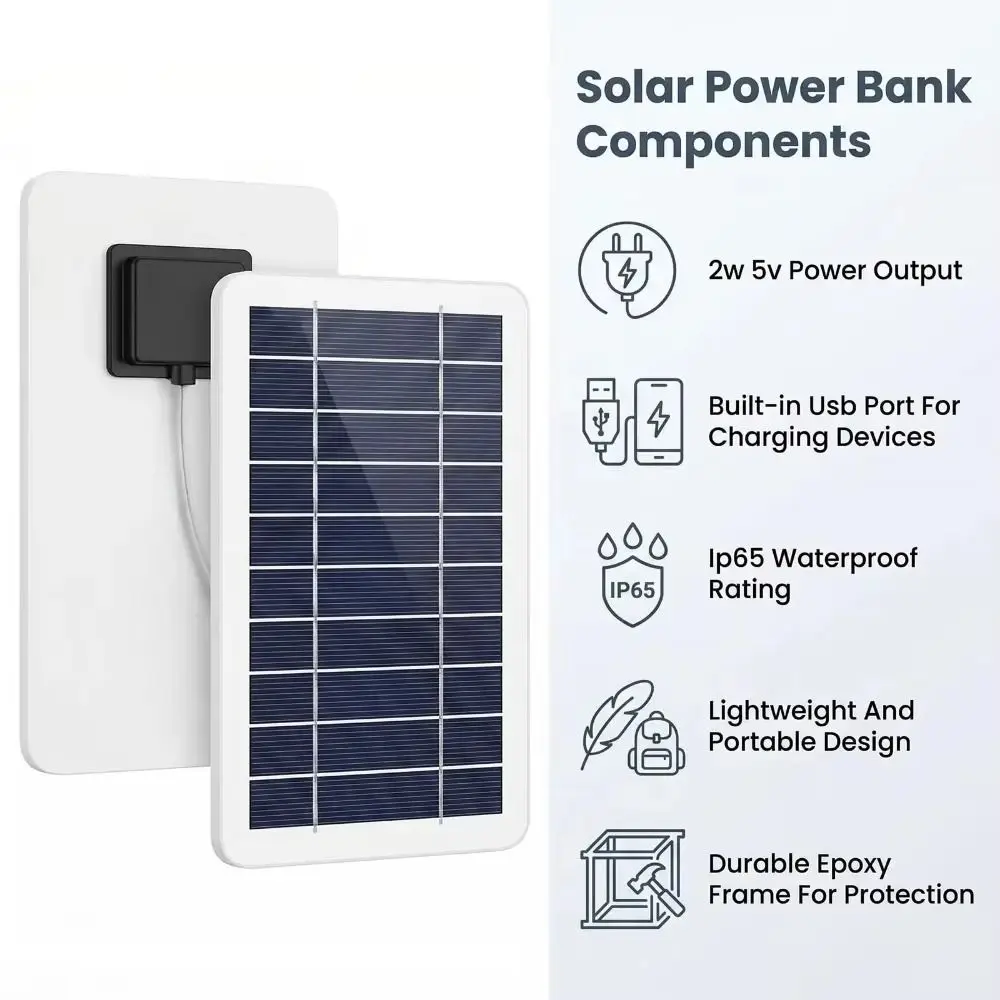 5V USB Solar Charger Panel with USB Output Versatile Power Source Portable Solar System High Efficiency Waterproof