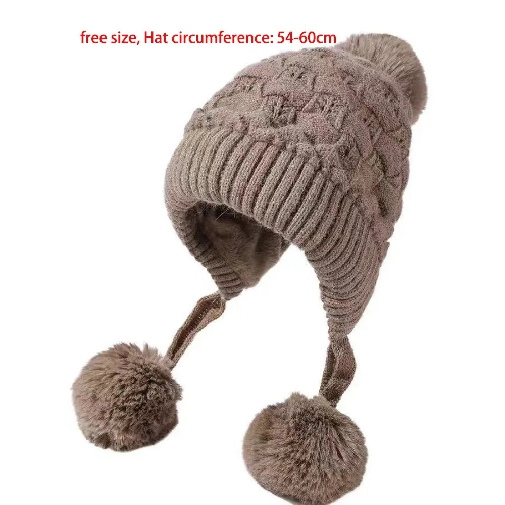 جديد دافئ محبوك قبعة كرات الفراء يندبروف البلوز قبعة Pompom Coldproof سدادات حماية الأذن قبعة الخريف والشتاء