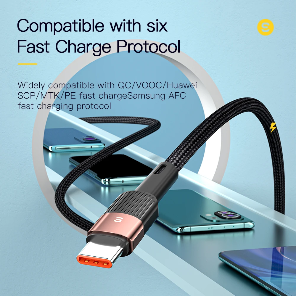 Essager 7A  USB Type C Cable For Realme Oneplus OPPO 100W Fast Charging Wire USB-C Charger Data Cord For  Huawei P30 P4060 Pro