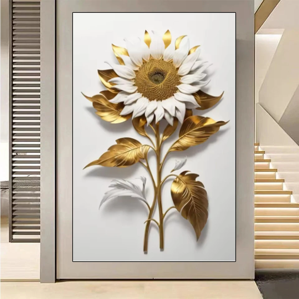

New Diamond Painting 5DDIY Flower Art Luxury White or Gold Flower Mosaic Rhinestone Embroidery Home Decoration