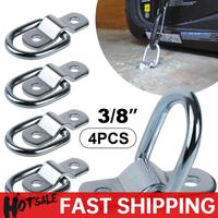 4Pcs 3/8 Truck Bed Anchors Steel D-Ring Tie Down Anchor Trailer Anchor Rings 2400LBS for Trailers Trucks RV Camper Surface Mount