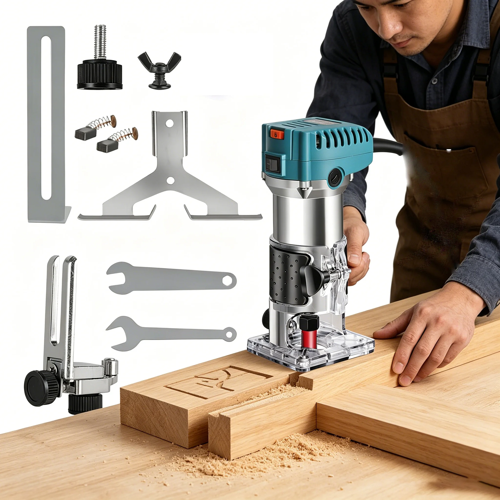 2000W 30000RPM Elektrischer Trimmer Holzfräse Trimm- und Graviermaschine Vielseitiges Holzbearbeitungs-Fräswerkzeug