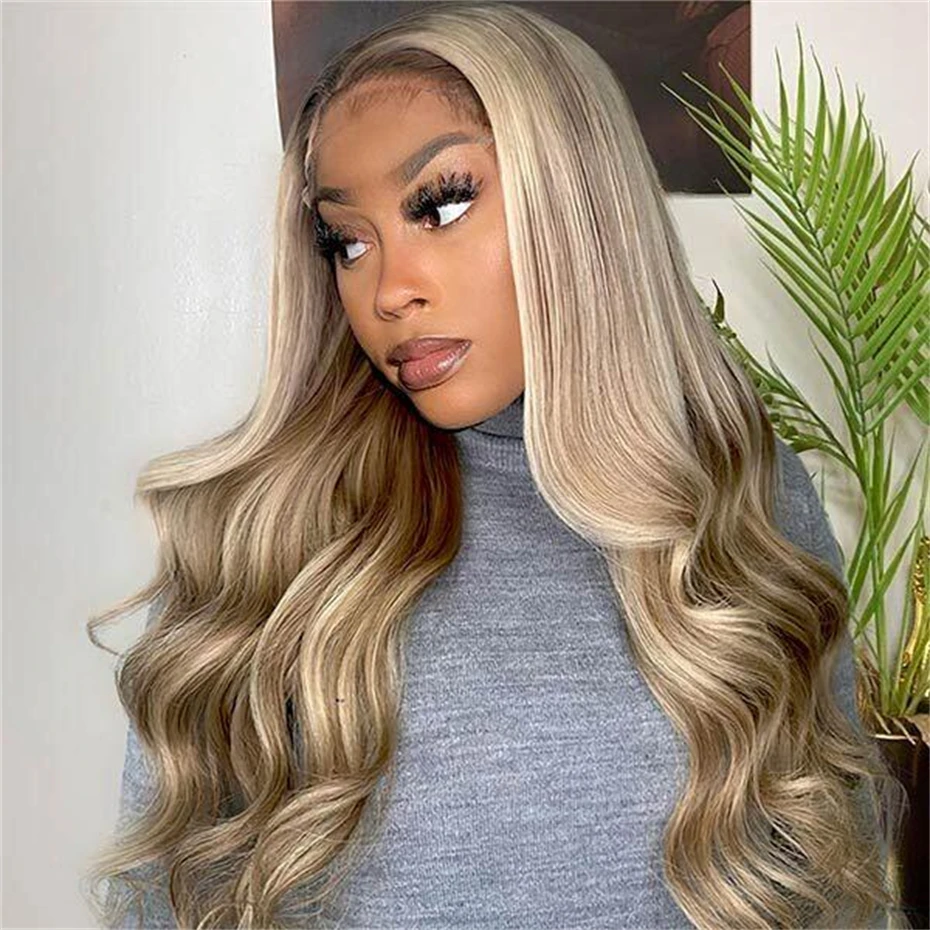 13x6 Highlight Ash Blonde Wigs Human Hair Brazilian Body Wave Lace Front Human Hair Wigs 613 Blonde Color 13x6 Lace Frontal Wigs