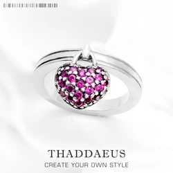 Red Heart Pave Ring,Europe Style Glam Fashion Romantic Good Jewerly For Women Gift In 925 Sterling Silver