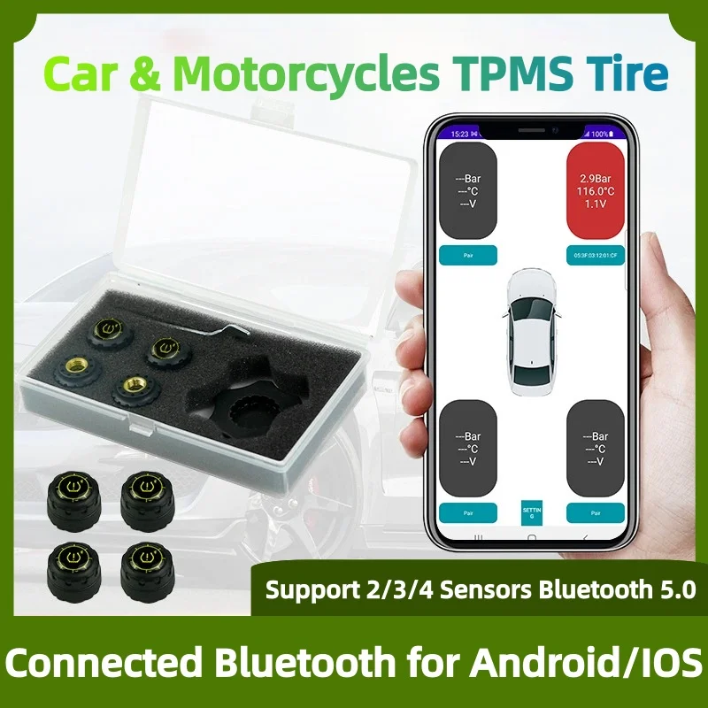 �y�Z�[�����z�I�[�g�o�C�� TPMS �^�C����C���Ď��V�X�e�� 2/4 �O���A���[���^�C����C���Z���T�[ lOS Android Bluetooth APP �p