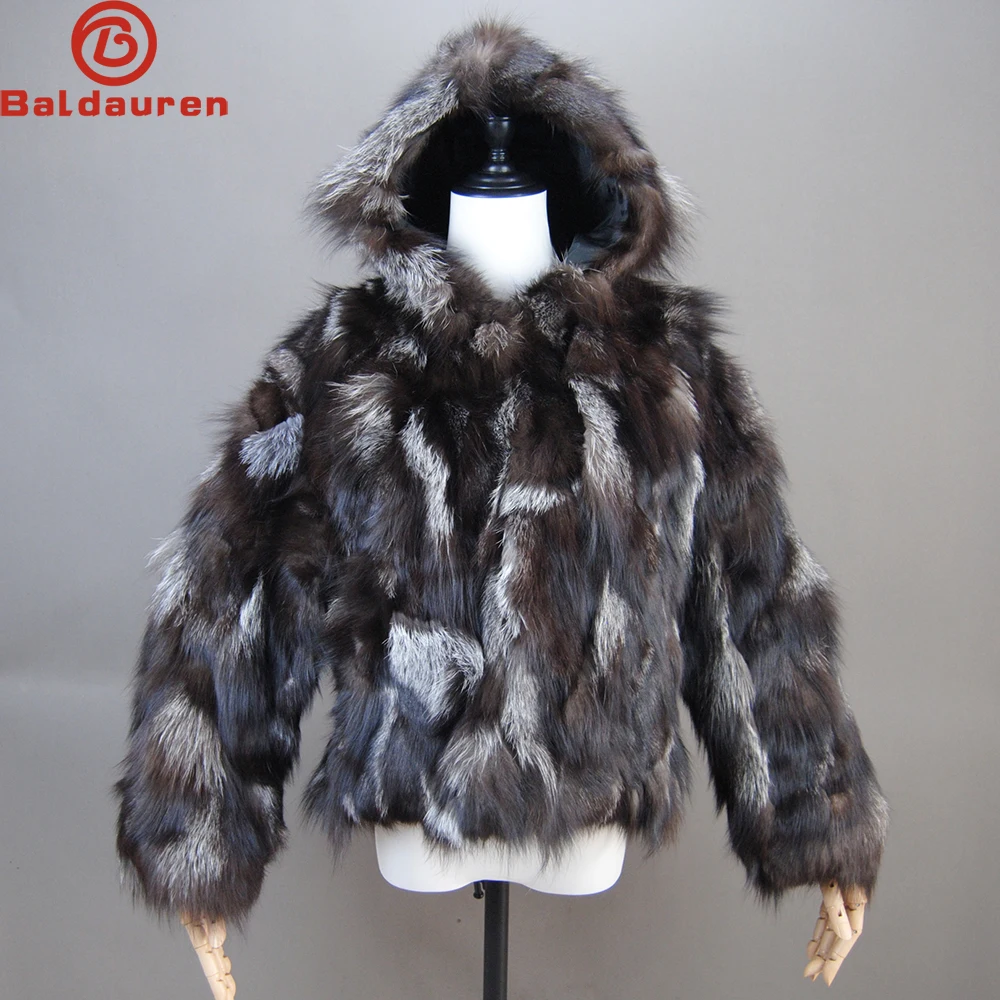 

Winter Women Genuine Hooded Fox Fur Coats Ladies Slim Short Real Natural Fur Jackets New Style 100% Natural Real Fox Fur Coat