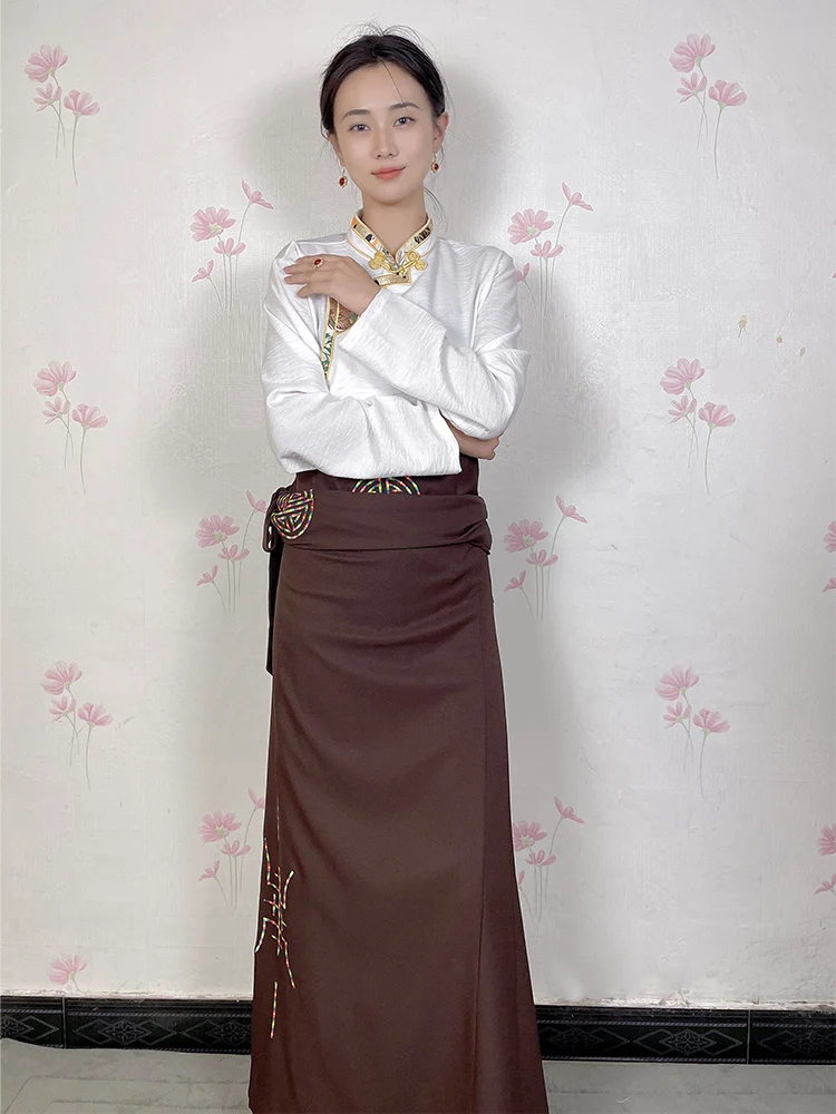 

Tibetan Clothing Women 2023 New Guochang Dance Wrap Skirt Tibetan National Wind Skirt Tibetan Aristocratic