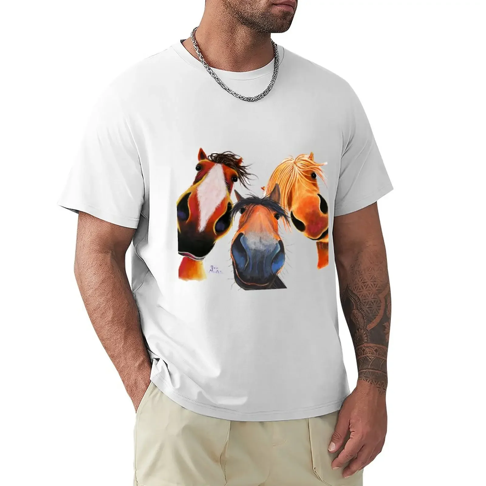 

HaPPY HoRSe PRiNT ' WHo LeFT THe GaTe OPeN 2  ' BY SHiRLeY MacARTHuR T-Shirt sublime boys animal print t shirts men