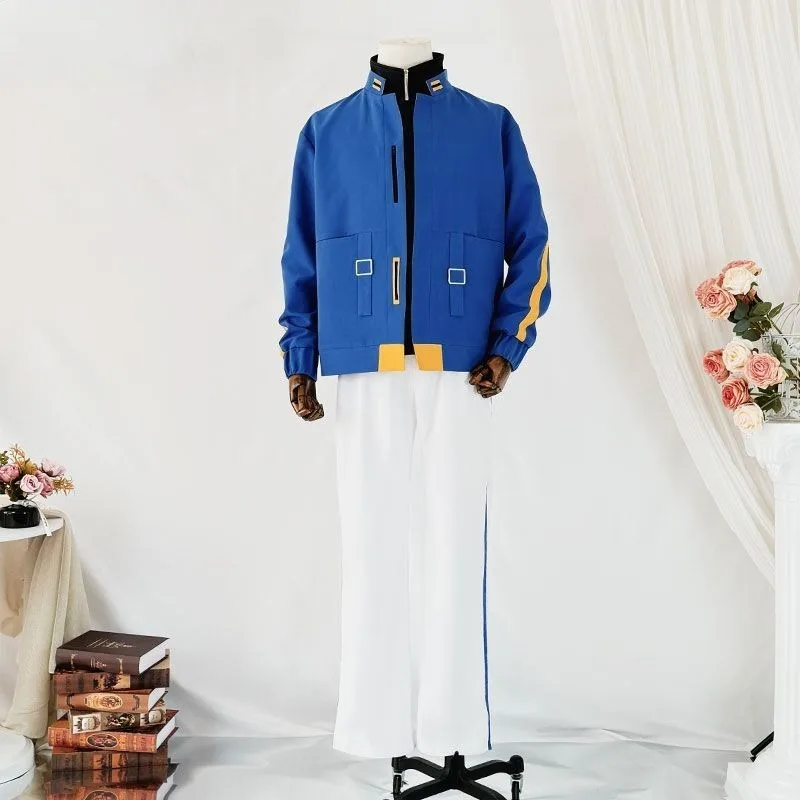 フェリックスコスチューム アニメ リンク クリック コスプレ ブルー ジャケット トップ ホワイト パンツ カジュアルウェア ロールプレイ衣装 メンズ ハロウィン カーニバル パーティー用