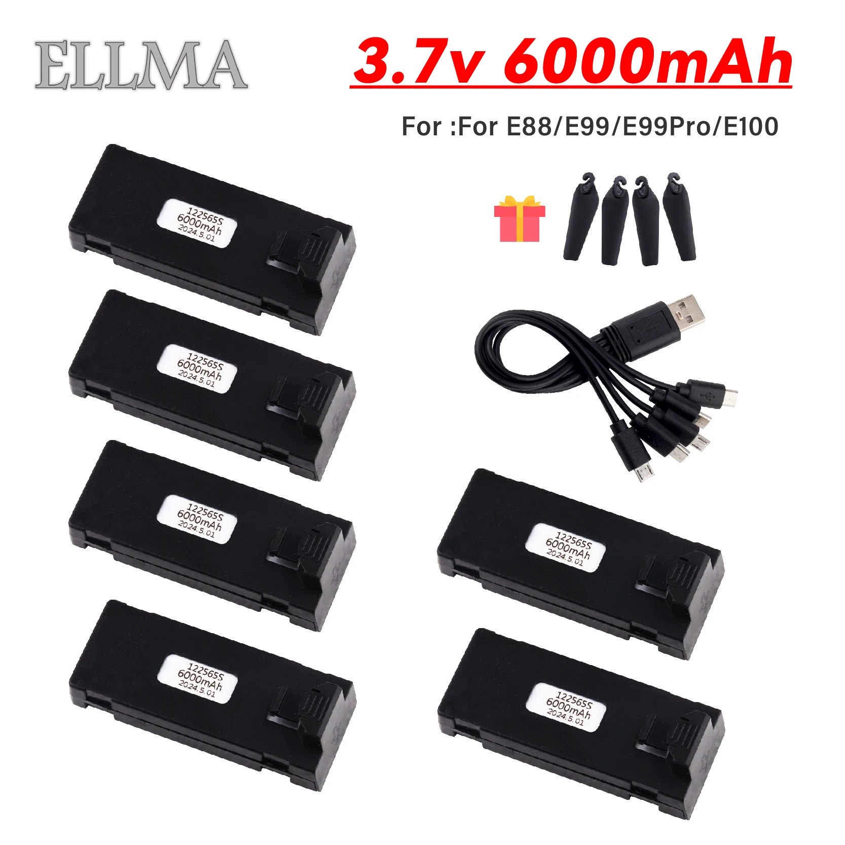 Baterías recargables de 3,7 V y 6000mah, USB para E88, E88MAX, E525, E99, E100A13, S98, F198, V88, P1, 3,7 V, pieza Rc