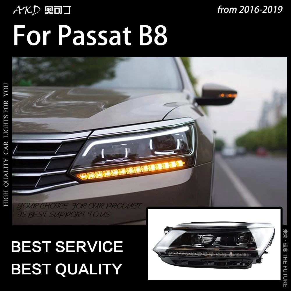 

Car Front headlights for VW Passat B8 Headlight 2016-2019 Passat US Version LED Headlight DRL Hid Angel Eye Bi Xenon Accessories