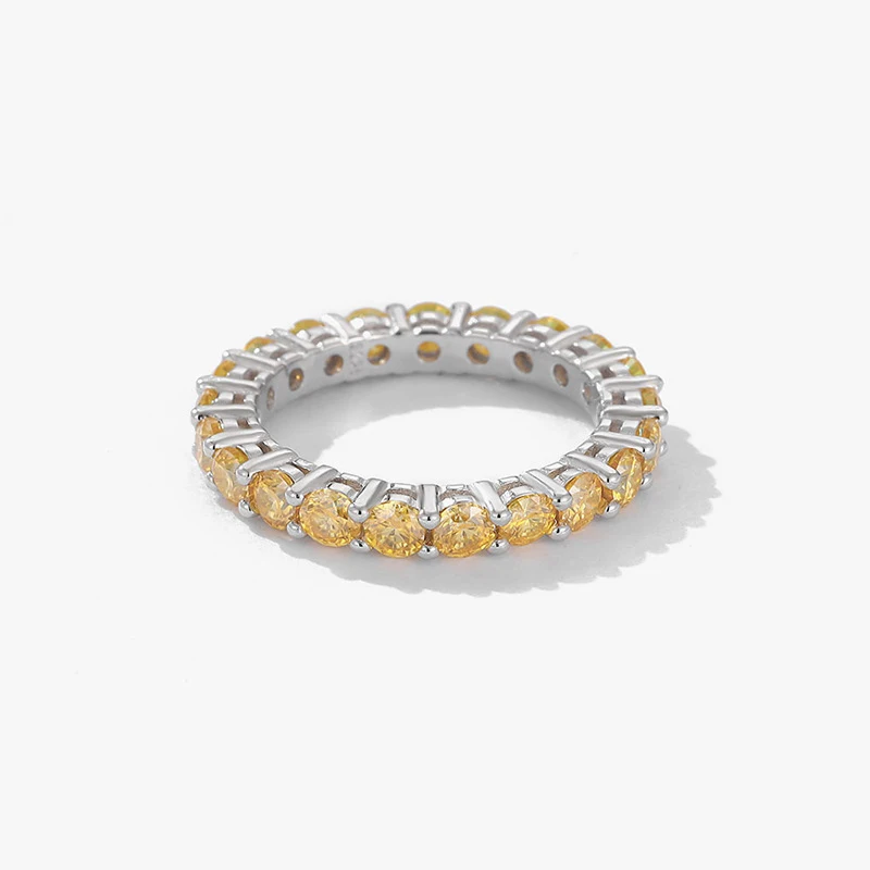 Tezzc 3mm Certified Full Moissanite Ring for Women Multiple Colors Sparkling Bridal Jewelry Wholesale 100% 925 Sterling Silver