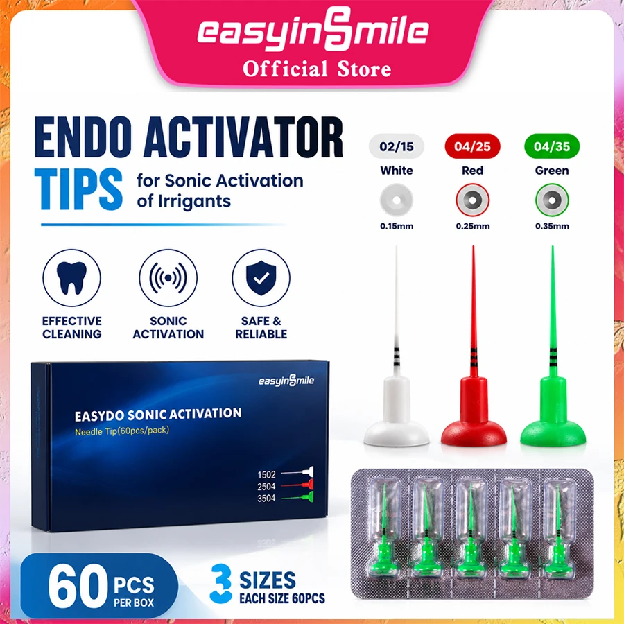 Endo Activator Kit Sonic Irrigation Root Canal Cleaning Handpiece 60 Tips Dentistry Tool