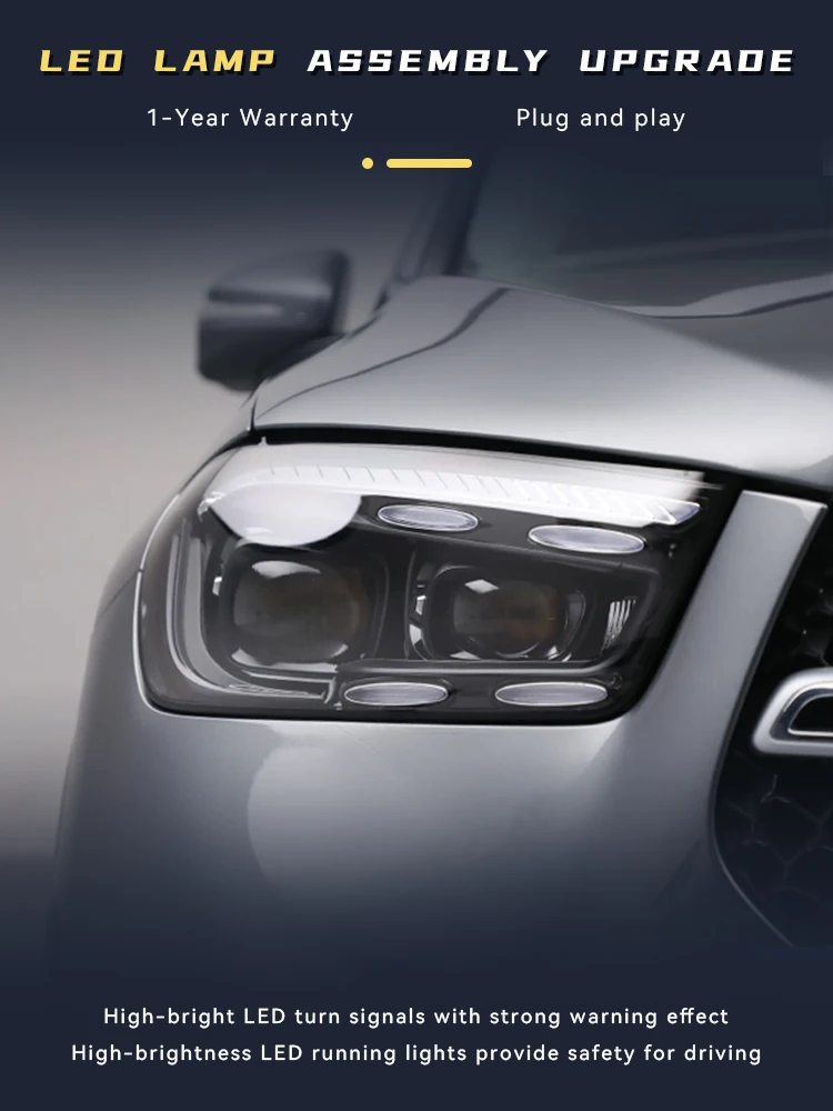 Headlight Accessories For Mercedes Benz W167 GLE 2020-2024 Highlight Auto LED Lights for Vehicles Front Lamps Tools Car Light