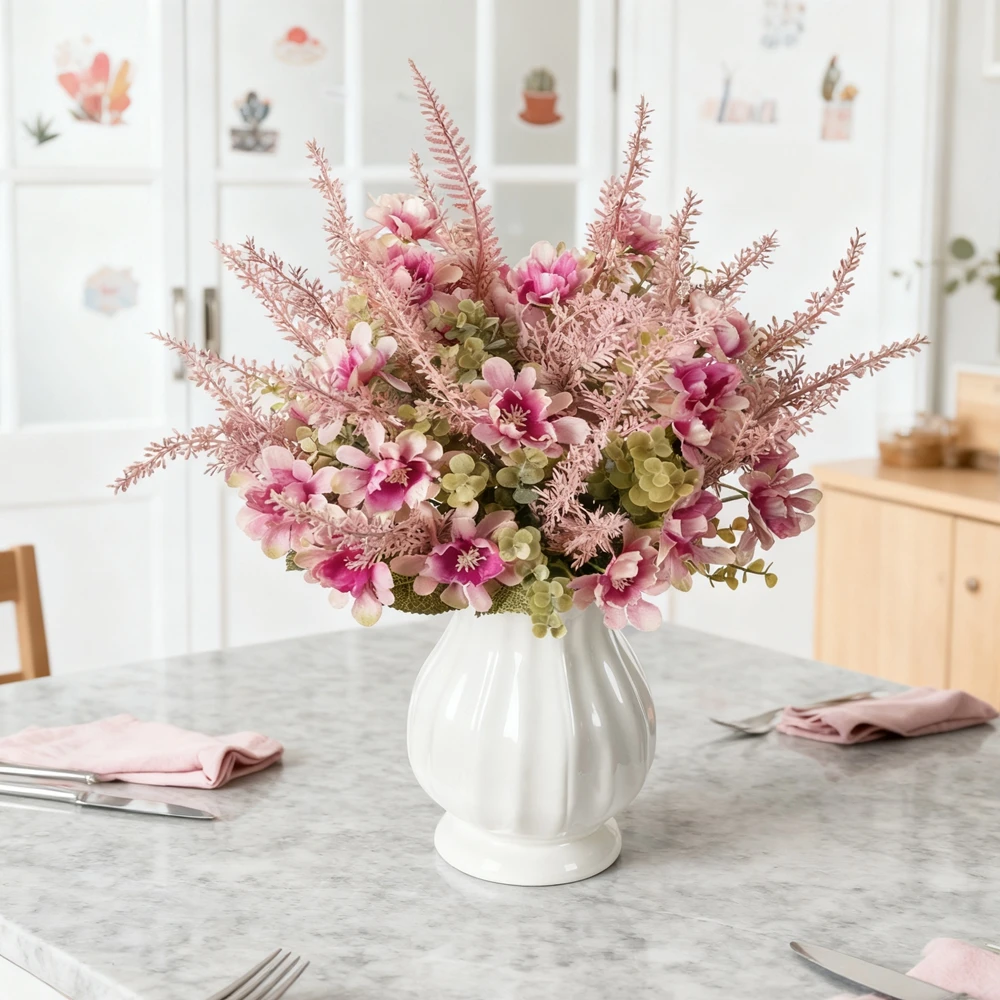 

Silk Artificial Flowers Chrysanthemum Wedding Home Room Table Decor Wreath Bridal Bouquets Vase Photography Props Diy Gifts Prop