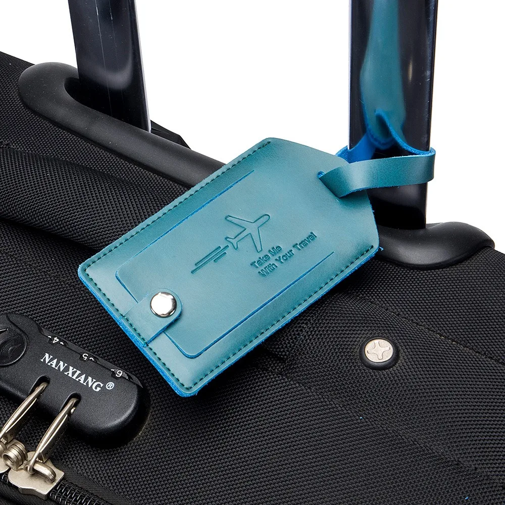 Genuine Leather Aircraft Boarding Pass Tag Retro Travel Suitcase Checked in Anti-lost Name Vertical Flap Luggage Bag Accessories