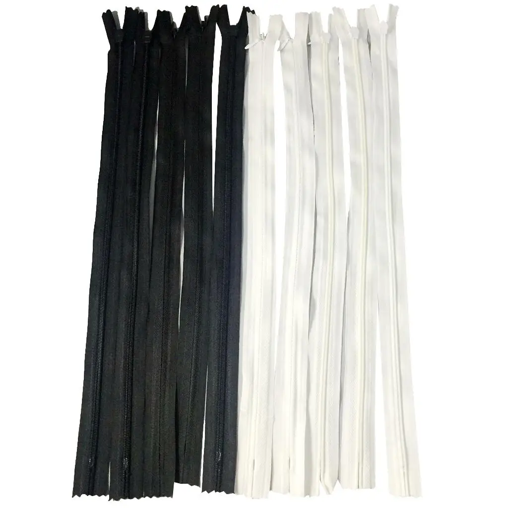 Nylon Coil Zippers Sewing Tools Craft， Black And White, 40cm, 10 Pieces