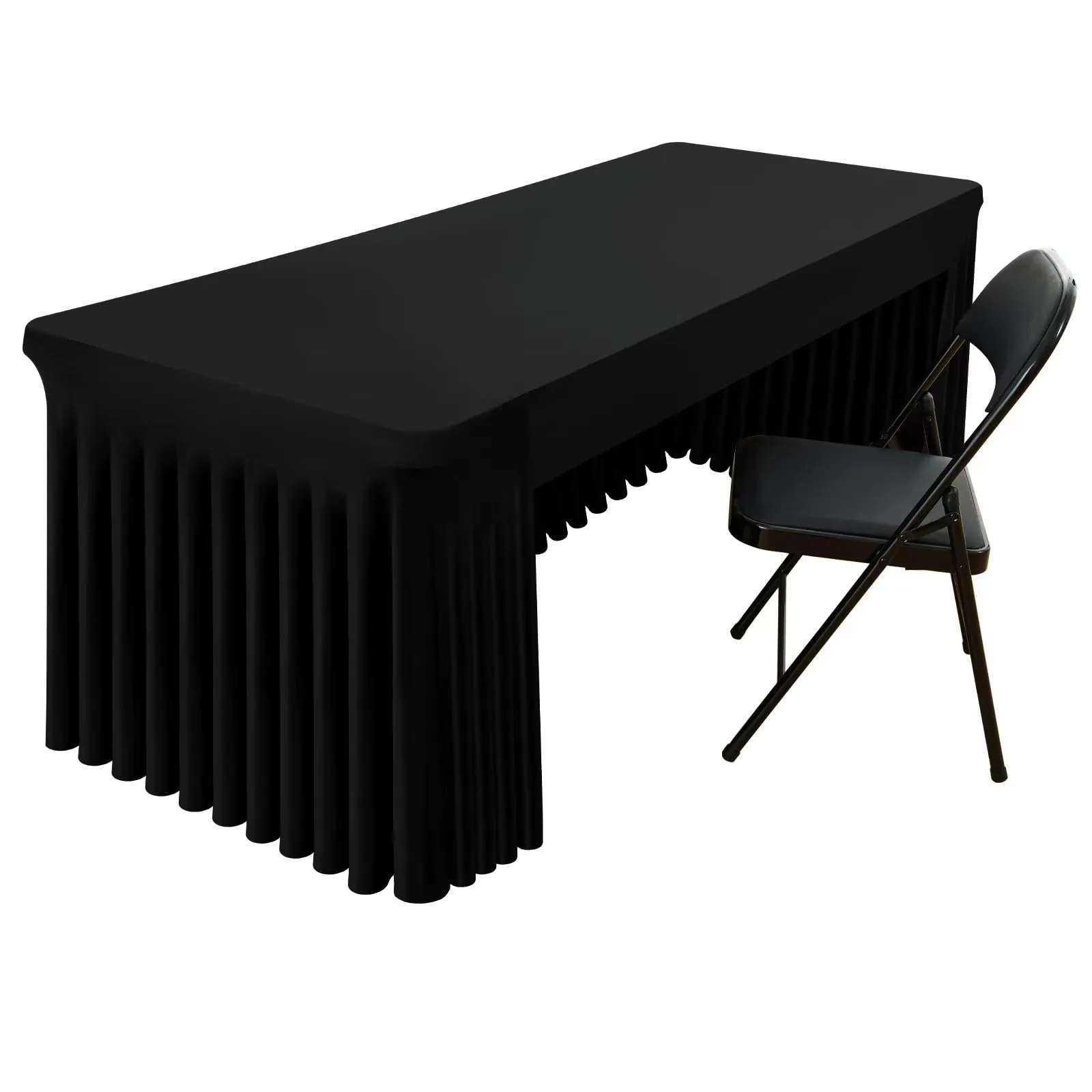 Stretch Tablecloth Cover Fitted Table Skirt 30 x 48/72/96 inch Elastic Table Cover for 4/6/8FT Folding Table Party