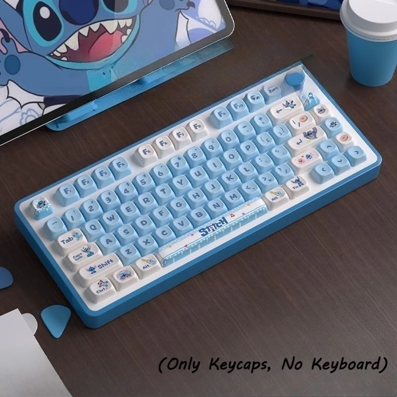 Stitch Keycap Set for Gaming Mechanical Keyboard Cartoon Anime PBT Material MOT Height Keycap Suitable for 98/104/108 Layout
