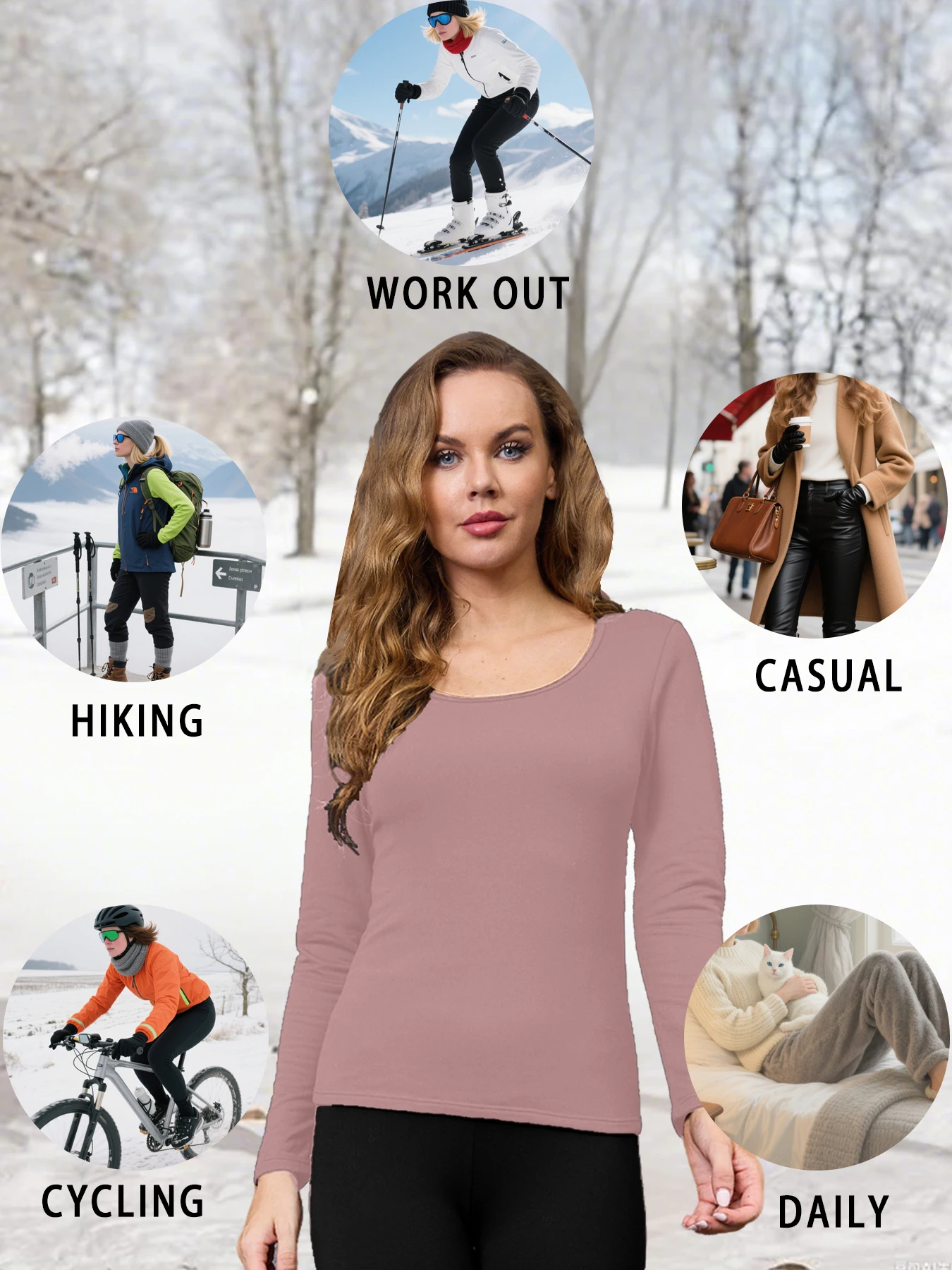 슈퍼 소프트 여성용 보온 내의 긴팔 추운 날씨용, 홈 레저 캐주얼웨어