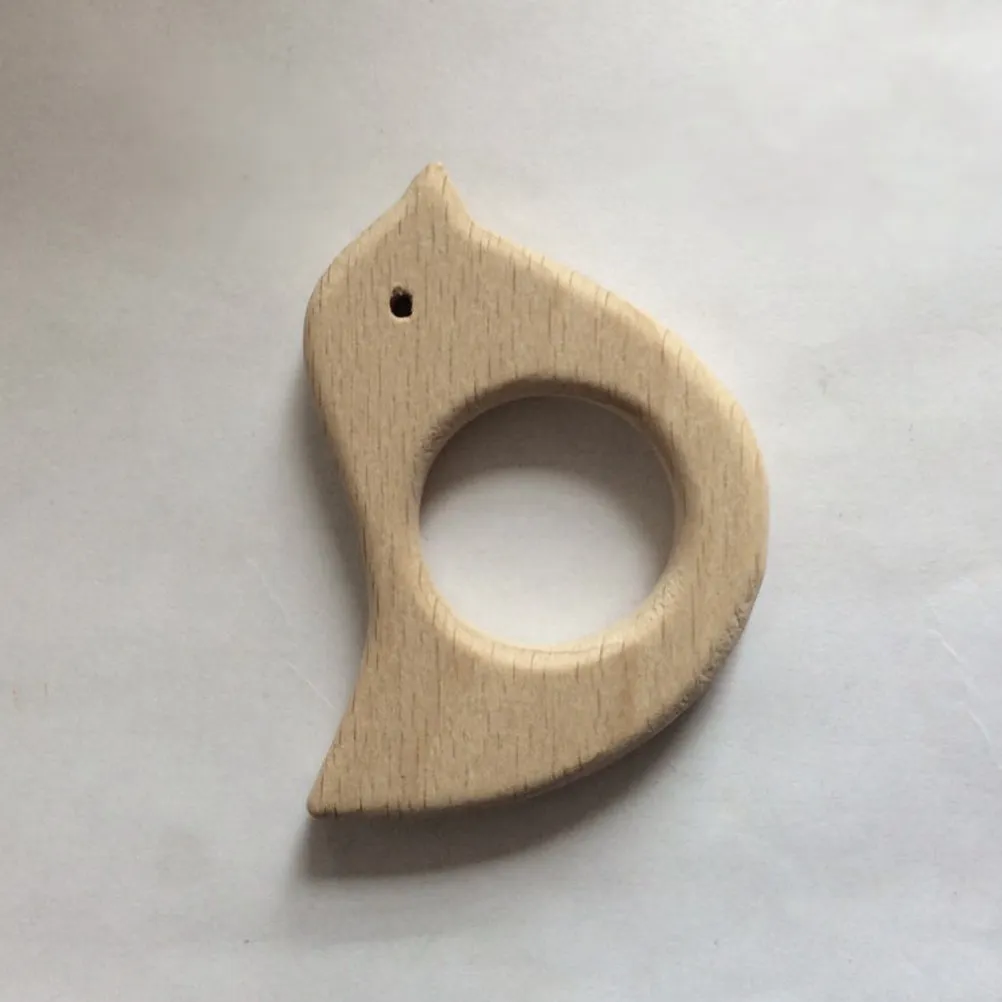 Baby Wooden Animal Teether Made of Solid Beech Wood for Grinding Teeth Gentle Gum Massage and Early Sensory Development
