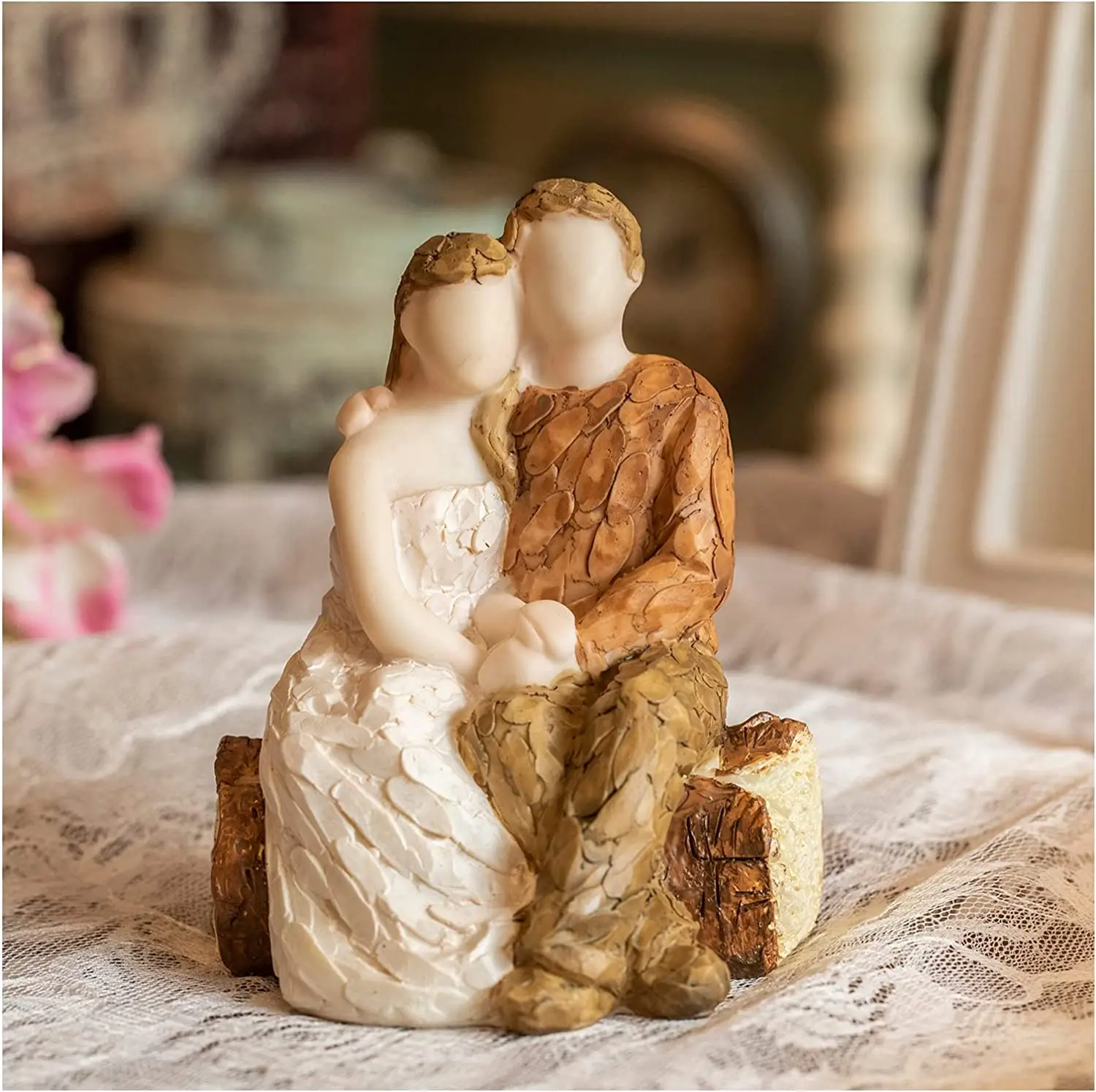 Handmade Wedding Cake Toppers Bride and Groom Resin Figurine for Decoration, Rustic Cake Topper for Wedding, Abstract Couple