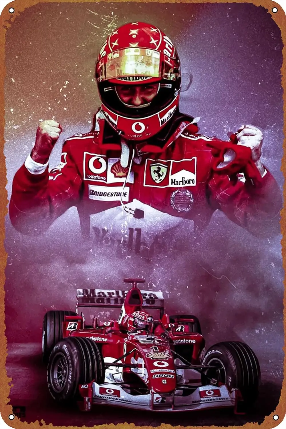 Michael Schumacher Poster Retro Metal tin Sign Halloween Tin Sign,Cave,Bar,Club, Home Wall Art Metal Tin Sign 8x12 inches