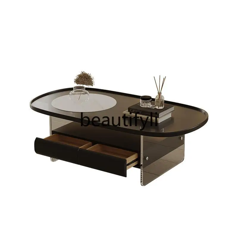 

Jane acrylic suspended coffee table living room home combination small household simple rock slab advanced